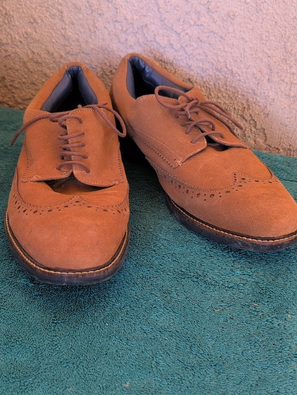 Steve Madden Men's Tan Suede Leather Wingtip Derby Oxford Lace Up Shoes Sz 11